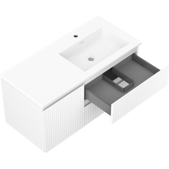 Koupelnová skříňka Mexen Rivel 100 cm s umyvadlem Otis pravým, 2S, 1D, drážkovaná, matná bílá - 91A23-10047-3-BBFFF01-W18P01