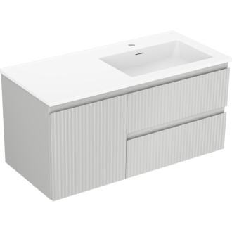 Koupelnová skříňka Mexen Rivel 100 cm s umyvadlem Otis pravým, 2S, 1D, drážkovaná, šedá/matně bílá - 91A23-10047-3-BBFFF62-W18P01