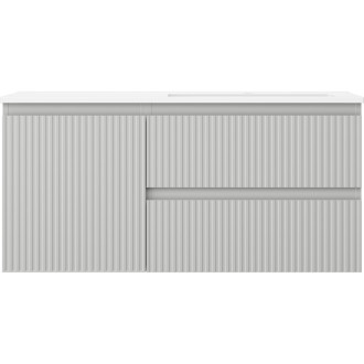 Koupelnová skříňka Mexen Rivel 100 cm s umyvadlem Otis pravým, 2S, 1D, drážkovaná, šedá/matně bílá - 91A23-10047-3-BBFFF62-W18P01