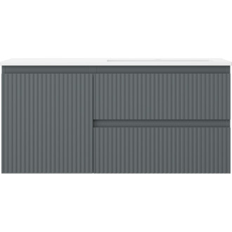 Koupelnová skříňka Mexen Rivel 100 cm s umyvadlem Otis pravým, 2S, 1D, drážkovaná, grafit/matná bílá - 91A23-10047-3-BBFFF66-W18P01