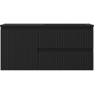 Mexen Rivel szafka łazienkowa 100 cm z umywalką Otis prawą, 2S, 1D, ryflowana, czarna mat - 91A23-10047-3-BBFFF71-W18P71