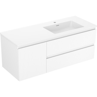 Koupelnová skříňka Mexen Rivel 120 cm s umyvadlem Otis pravým, 2S, 1D, drážkovaná, matná bílá - 91A23-12047-3-BBFFF01-W18P01