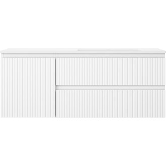 Koupelnová skříňka Mexen Rivel 120 cm s umyvadlem Otis pravým, 2S, 1D, drážkovaná, matná bílá - 91A23-12047-3-BBFFF01-W18P01