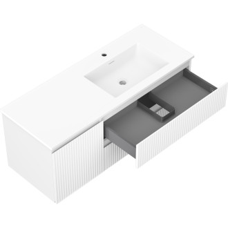 Koupelnová skříňka Mexen Rivel 120 cm s umyvadlem Otis pravým, 2S, 1D, drážkovaná, matná bílá - 91A23-12047-3-BBFFF01-W18P01