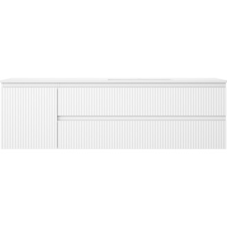 Koupelnová skříňka Mexen Rivel 160 cm s umyvadlem Otis pravým, 2S, 1D, drážkovaná, matná bílá - 91A23-16047-3-BBFFF01-W18P01