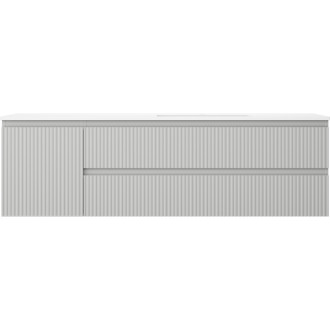 Koupelnová skříňka Mexen Rivel 160 cm s umyvadlem Otis pravým, 2S, 1D, drážkovaná, šedá/matně bílá - 91A23-16047-3-BBFFF62-W18P01