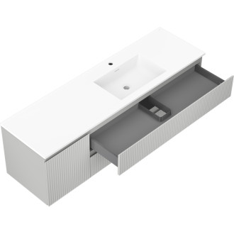 Koupelnová skříňka Mexen Rivel 160 cm s umyvadlem Otis pravým, 2S, 1D, drážkovaná, šedá/matně bílá - 91A23-16047-3-BBFFF62-W18P01