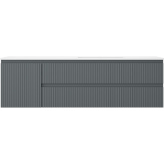 Koupelnová skříňka Mexen Rivel 160 cm s umyvadlem Otis pravým, 2S, 1D, drážkovaná, grafit/matná bílá - 91A23-16047-3-BBFFF66-W18P01