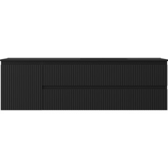 Mexen Rivel szafka łazienkowa 160 cm z umywalką Otis prawą, 2S, 1D, ryflowana, czarna mat - 91A23-16047-3-BBFFF71-W18P71