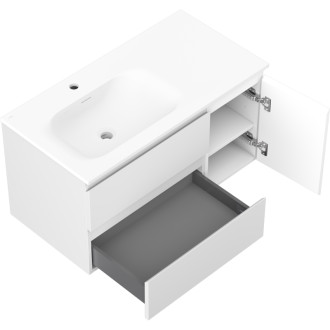 Mexen Orio koupelnová skříňka 90 cm s umyvadlem Vela levým, 2S, 1D, matná bílá - 91A13-09047-3-BBFFFF01-W23L01