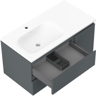Mexen Orio koupelnová skříňka 90 cm s umyvadlem Vela levým, 2S, 1D, matný grafit/matná bílá - 91A13-09047-3-BBFFF66-W23L01