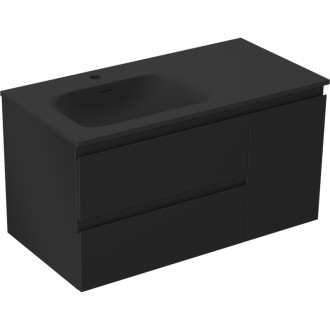 Mexen Orio koupelnová skříňka 90 cm s umyvadlem Vela levým, 2S, 1D, matná černá - 91A13-09047-3-BBFFF71-W23L71