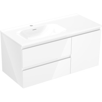 Mexen Orio koupelnová skříňka 100 cm s levým umyvadlem Vela, 2S, 1D, bílý lesk - 91A13-10047-3-BBFFF00-W23L00