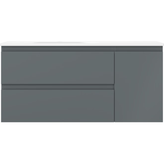 Koupelnová skříňka Mexen Orio 100 cm s levým umyvadlem Vela, 2S, 1D, matný grafit/matná bílá - 91A13-10047-3-BBFFF66-W23L01