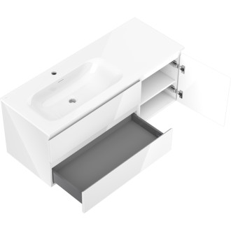 Mexen Orio szafka łazienkowa 120 cm z umywalką Vela lewą, 2S, 1D, biała połysk - 91A13-12047-3-BBFFF00-W23L00