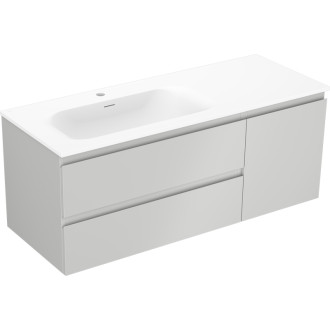 Koupelnová skříňka Mexen Orio 120 cm s umyvadlem Vela vlevo, 2S, 1D, matná šedá/matná bílá - 91A13-12047-3-BBFFF62-W23L01