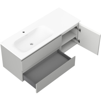 Koupelnová skříňka Mexen Orio 120 cm s umyvadlem Vela vlevo, 2S, 1D, matná šedá/matná bílá - 91A13-12047-3-BBFFF62-W23L01