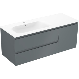 Koupelnová skříňka Mexen Orio 120 cm s levým umyvadlem Vela, 2S, 1D, matný grafit/matná bílá - 91A13-12047-3-BBFFF66-W23L01