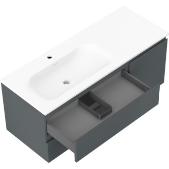 Koupelnová skříňka Mexen Orio 120 cm s levým umyvadlem Vela, 2S, 1D, matný grafit/matná bílá - 91A13-12047-3-BBFFF66-W23L01