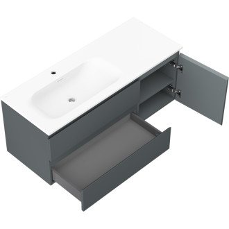 Koupelnová skříňka Mexen Orio 120 cm s levým umyvadlem Vela, 2S, 1D, matný grafit/matná bílá - 91A13-12047-3-BBFFF66-W23L01