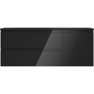 Mexen Orio szafka łazienkowa 120 cm z umywalką Vela lewą, 2S, 1D, czarna połysk/czarna mat - 91A13-12047-3-BBFFF70-W23L71