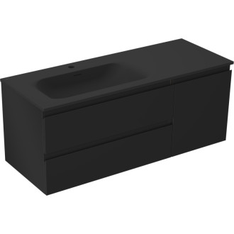 Koupelnová skříňka Mexen Orio 120 cm s umyvadlem Vela vlevo, 2S, 1D, matná černá - 91A13-12047-3-BBFFF71-W23L71