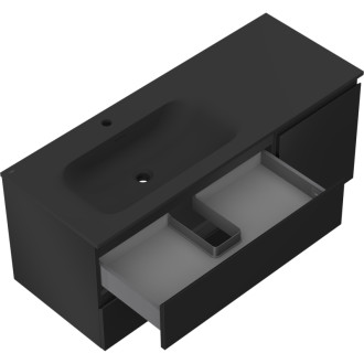 Mexen Orio szafka łazienkowa 120 cm z umywalką Vela lewą, 2S, 1D, czarna mat - 91A13-12047-3-BBFFF71-W23L71