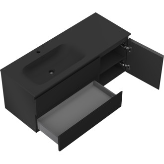 Mexen Orio szafka łazienkowa 120 cm z umywalką Vela lewą, 2S, 1D, czarna mat - 91A13-12047-3-BBFFF71-W23L71