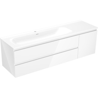 Koupelnová skříňka Mexen Orio 160 cm s levým umyvadlem Vela, 2S, 1D, bílý lesk - 91A13-16047-3-BBFFF00-W23L00