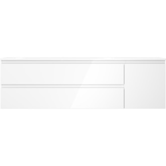 Koupelnová skříňka Mexen Orio 160 cm s levým umyvadlem Vela, 2S, 1D, bílý lesk - 91A13-16047-3-BBFFF00-W23L00