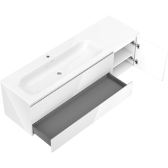 Koupelnová skříňka Mexen Orio 160 cm s levým umyvadlem Vela, 2S, 1D, bílý lesk - 91A13-16047-3-BBFFF00-W23L00