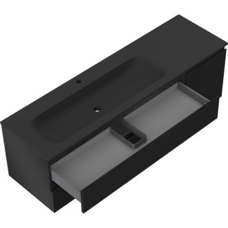 Mexen Orio szafka łazienkowa 160 cm z umywalką Vela lewą, 2S, 1D, czarna mat - 91A13-16047-3-BBFFF71-W23L71