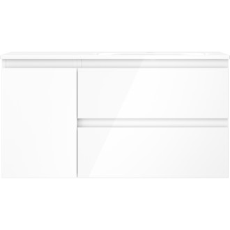 Mexen Orio szafka łazienkowa 90 cm z umywalką Vela prawą, 2S, 1D, biała połysk - 91A13-09047-3-BBFFF00-W23P00