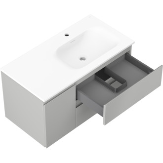 Koupelnová skříňka Mexen Orio 90 cm s umyvadlem Vela pravá, 2S, 1D, matná šedá/matná bílá - 91A13-09047-3-BBFFF62-W23P01