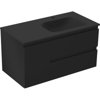 Koupelnová skříňka Mexen Orio 90 cm s umyvadlem Vela pravá, 2S, 1D, matná černá - 91A13-09047-3-BBFFF71-W23P71