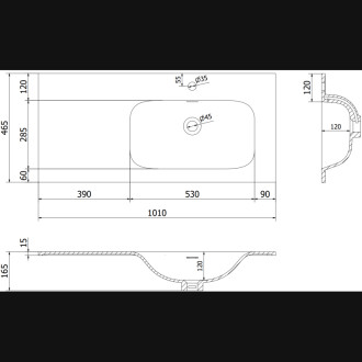 Koupelnová skříňka Mexen Orio 100 cm s umyvadlem Vela pravá, 2S, 1D, bílý lesk - 91A13-10047-3-BBFFF00-W23P00