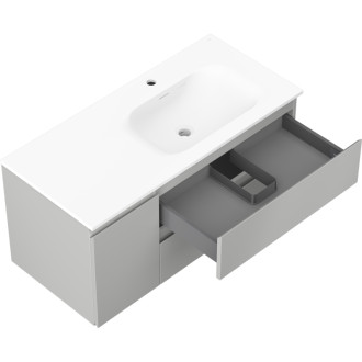 Koupelnová skříňka Mexen Orio 100 cm s umyvadlem Vela pravá, 2S, 1D, matná šedá/matná bílá - 91A13-10047-3-BBFFF62-W23P01