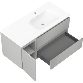 Koupelnová skříňka Mexen Orio 100 cm s umyvadlem Vela pravá, 2S, 1D, matná šedá/matná bílá - 91A13-10047-3-BBFFF62-W23P01