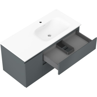 Koupelnová skříňka Mexen Orio 100 cm s umyvadlem Vela pravá, 2S, 1D, grafit matný/bílá matná - 91A13-10047-3-BBFFF66-W23P01