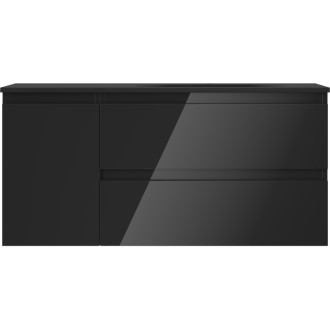 Mexen Orio szafka łazienkowa 100 cm z umywalką Vela prawą, 2S, 1D, czarna połysk/czarna mat - 91A13-10047-3-BBFFF70-W23P71