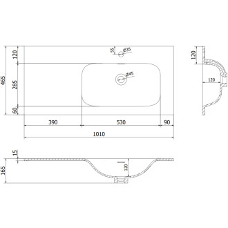 Mexen Orio szafka łazienkowa 100 cm z umywalką Vela prawą, 2S, 1D, czarna połysk/czarna mat - 91A13-10047-3-BBFFF70-W23P71