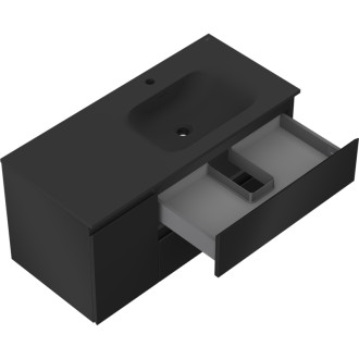 Koupelnová skříňka Mexen Orio 100 cm s umyvadlem Vela pravá, 2S, 1D, matná černá - 91A13-10047-3-BBFFF71-W23P71