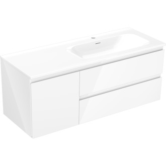 Mexen Orio szafka łazienkowa 120 cm z umywalką Vela prawą, 2S, 1D, biała połysk - 91A13-12047-3-BBFFF00-W23P00