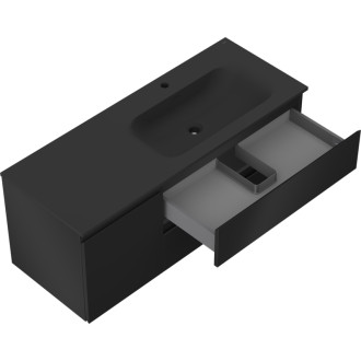 Mexen Orio szafka łazienkowa 120 cm z umywalką Vela prawą, 2S, 1D, czarna mat - 91A13-12047-3-BBFFF71-W23P71