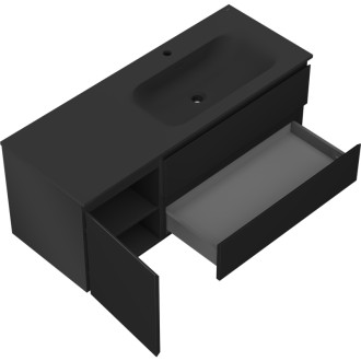Mexen Orio szafka łazienkowa 120 cm z umywalką Vela prawą, 2S, 1D, czarna mat - 91A13-12047-3-BBFFF71-W23P71