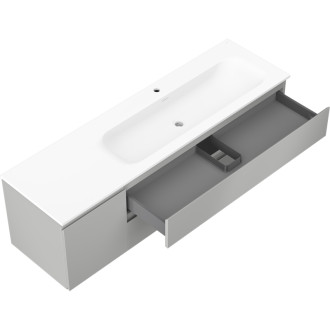 Koupelnová skříňka Mexen Orio 160 cm s umyvadlem Vela pravá, 2S, 1D, matná šedá/matná bílá - 91A13-16047-3-BBFFF62-W23P01