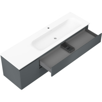 Koupelnová skříňka Mexen Orio 160 cm s umyvadlem Vela pravá, 2S, 1D, grafit matný/bílá matná - 91A13-16047-3-BBFFF66-W23P01