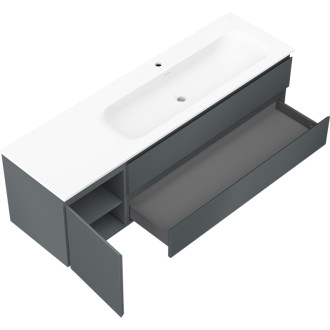 Koupelnová skříňka Mexen Orio 160 cm s umyvadlem Vela pravá, 2S, 1D, grafit matný/bílá matná - 91A13-16047-3-BBFFF66-W23P01