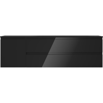 Mexen Orio szafka łazienkowa 160 cm z umywalką Vela prawą, 2S, 1D, czarna połysk/czarna mat - 91A13-16047-3-BBFFF70-W23P71