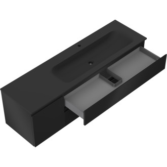 Mexen Orio szafka łazienkowa 160 cm z umywalką Vela prawą, 2S, 1D, czarna mat - 91A13-16047-3-BBFFF71-W23P71